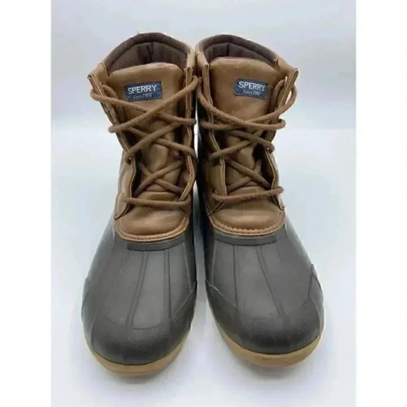 Sperry Port Boots Youth Boys 5 M Brown Leather Duck Rain Lace Up Ankle Outdoors - Picture 6 of 8